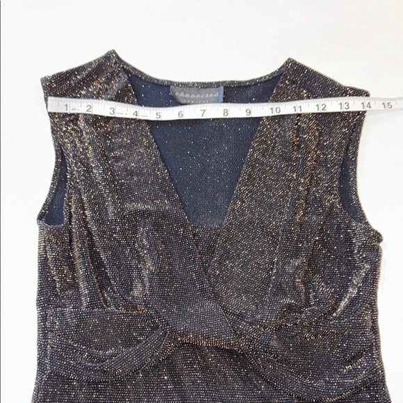 Connected Apparel Top Black and Metallic Gold Sleeveless Blouse Women's Size S - Picture 8 of 11